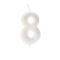 Anniversary House Age 8 Glitter Numeral Moulded Pick Candle - Iridescent
