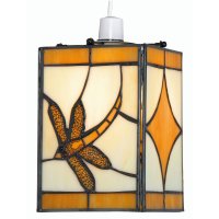 Oaks Lighting Tiffany Style Dragonfly Non-Electric Pendant Amber