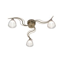 Oaks Lighting Portland 3 Arm Semi-Flush Ceiling Light Antique Brass