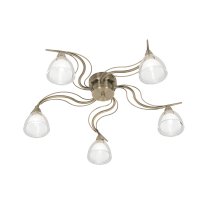 Oaks Lighting Portland 5 Arm Semi-Flush Ceiling Light Antique Brass