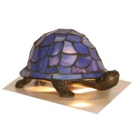 Oaks Lighting Tiffany Style Tortoise Novelty Table Lamp Blue