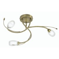 Oaks Lighting Pandora 3 Arm Semi-Flush Ceiling Light Antique Brass