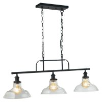 Oaks Lighting Esko 3 Light Chandelier Bar Black Silver Metallic