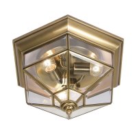 Oaks Lighting Kimura Flush Outdoor Porch Light Brass Plate