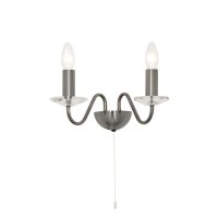 Oaks Lighting Vesta Double Wall Light Antique Silver