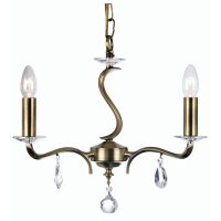 Oaks Lighting Cobra 3 Light Chandelier Antique Brass