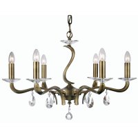 Oaks Lighting Cobra 6 Light Chandelier Antique Brass