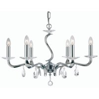 Oaks Lighting Cobra 6 Light Chandelier Chrome