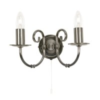 Oaks Lighting Tuscany Double Wall Light Antique Silver
