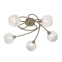 Oaks Lighting Tarn 5 Arm Semi-Flush Ceiling Light Antique Brass