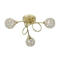 Oaks Lighting Lana 3 Arm Semi-Flush Ceiling Light Polished Brass