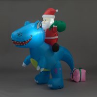 Snowtime 180cm Inflatable Dino with Santa