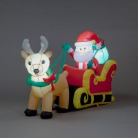 Snowtime 103cm Inflatable Santa, Sleigh & 1 Reindeer