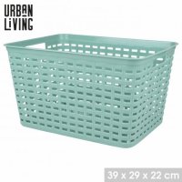 Urban Living Dusty Jade Tony Plastic Storage Basket - 39cm x 29cm x 22cm