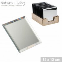 Natural Living Square Silver Mirror Glass Candle Plate