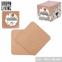 Urban Living 2 Cork Matts Square - 18cm x 18cm