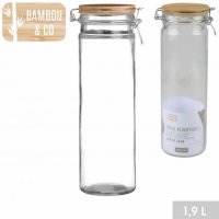 Bambou & Co Straight Glass Jar with Bamboo Lid and Clip