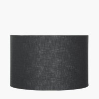 Pacific Lifestyle Lino Self Lined Linen Drum Lampshade 30cm - Black