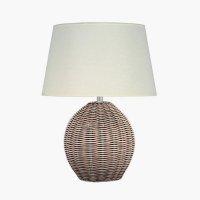 Pacific Lifestyle Raffles Small Rattan Cream Wash Table Lamp with Cream Shade
