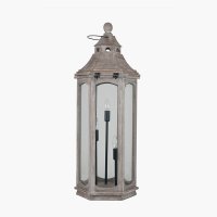 Pacific Lifestyle Adaline Wood Lantern Floor Lamp - Antique Grey