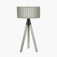 Pacific Lifestyle Rabanne Slatted Antique Wood Tripod Table Lamp