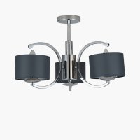 Pacific Lifestyle Arcadia Metal Curved 3 Arm Semi Flush Pendant - Silver