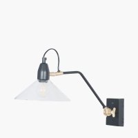 Pacific Lifestyle Canton Matt Black Metal and Glass Cone Wall Light