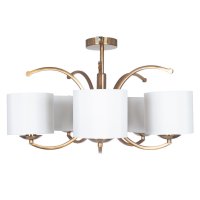 Pacific Lifestyle Arcadia Metal Curved 5 Arm Semi Flush Pendant - Satin Brass