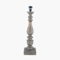 Pacific Lifestyle Alia Grey Wash Turned Mango Wood Table Lamp Base