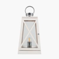 Pacific Lifestyle Devon Wood and Chrome Lantern Table Lamp - White Wash