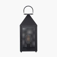 Pacific Lifestyle Folkstone Matt Black Metal Punched Lantern Table Lamp