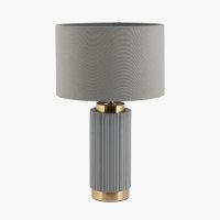 Pacific Lifestyle Ionic Grey Textured Ceramic and Gold Metal Table Lamp