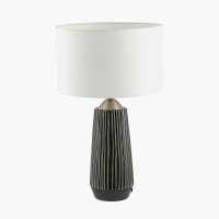 Pacific Lifestyle Artemis Black Textured Ceramic and Brushed Silver Tall Table Lamp