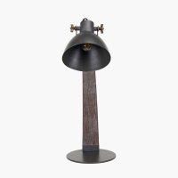 Pacific Lifestyle Topsham Wood and Grey Metal Curved Table Task Lamp