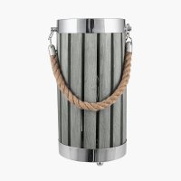 Pacific Lifestyle Austell Wood Small Lantern Table Lamp - Grey Wash