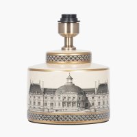 Pacific Lifestyle Wren Black and Cream Building Print Ceramic Table Lamp Base
