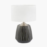Pacific Lifestyle Artemis Black Textured Ceramic and Brushed Silver Table Lamp