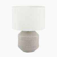Pacific Lifestyle Meribel Geo Textured Ceramic Table Lamp - Grey