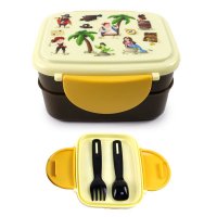 Puckator Jolly Rogers Pirates Clip Lock Stacked Bento Lunch Box & Cutlery