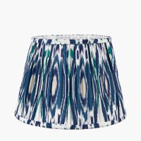 Pacific Lifestyle Izara Ikat Patterned Mushroom Pleat Tapered Lampshade 30cm - Ocean Blue