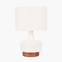 Pacific Lifestyle Elio White and Wood Effect Textured Ceramic Table Lamp