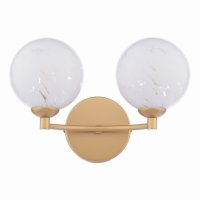 Dar Izzy 2 Light Wall Light Matt Gold with White Confetti Glass