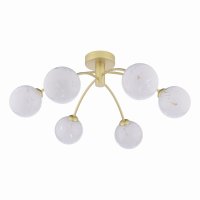 Dar Izzy 6 Light Semi-Flush Matt Gold with White Confetti Glass