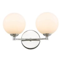 Dar Izzy 2 Light Wall Light Chrome with Small Opal Glass