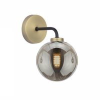 Dar Lainey Wall Light Matt Black & Antique Brass with Smoked Glass