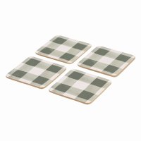 Woodbury Lane Set of 4 Cork Backed Coasters - Gingham