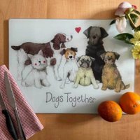 Alex Clark Glass Worktop Saver - Dogs Together
