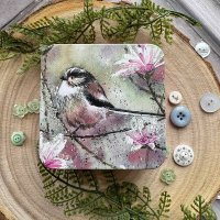 Alex Clark Square Tin - Long Tailed Tit and Magnolia
