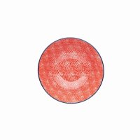 KitchenCraft Ceramic Bowl 16cm - Red Floral and Blue Edge