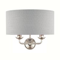 Laura Ashley Sorrento 2 Light Wall Light Polished Nickel with Silver Shade